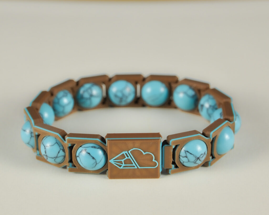 Blue Turquoise Sphere Bracelet · Turquoise & Brown