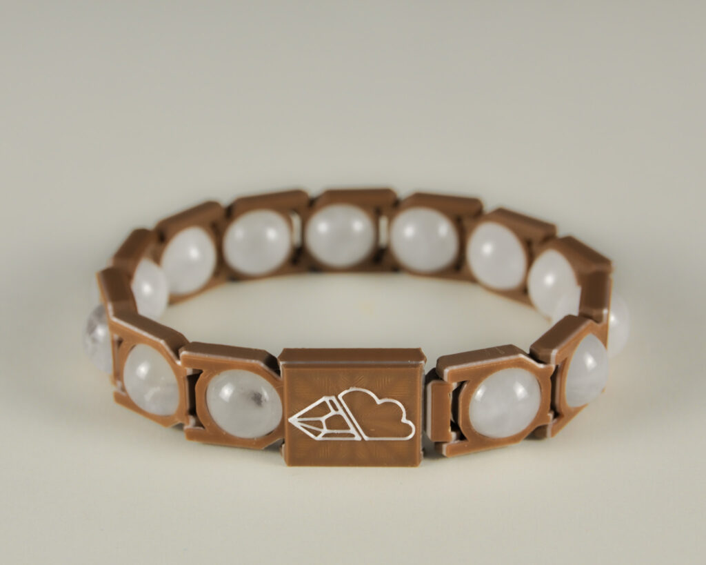 Clear Quartz Sphere Bracelet · White & Brown