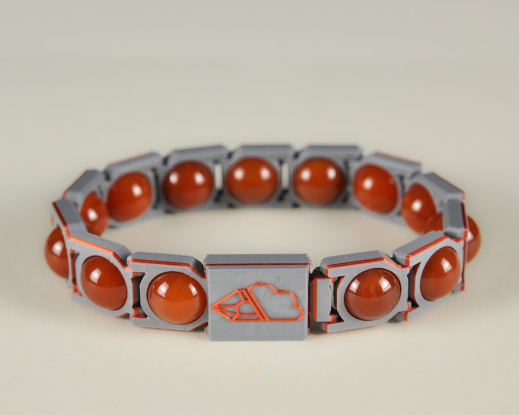 Red Agate Sphere Bracelet · Red & Light Grey